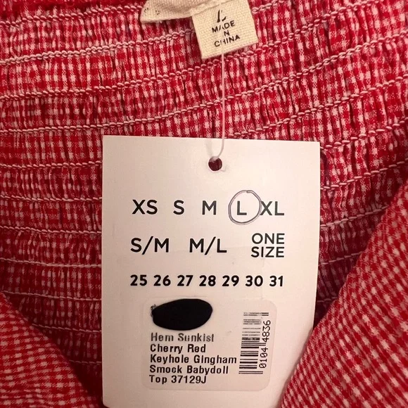Hem & Thread NWT Red Babydoll Top L - Picture 3 of 3